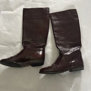 Charles David Riding Boots Brown Burgundy Leather Pull On Made In Italy‎